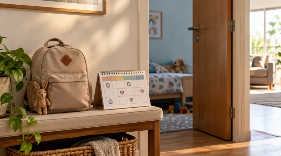 Mochila e calendário simbolizam convivência familiar da criança