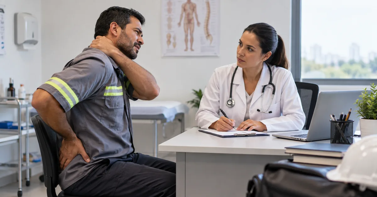 Trabalhador relata dores ocupacionais em consulta médica