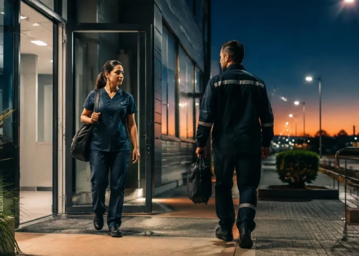 Troca de turno em local de trabalho durante a noite