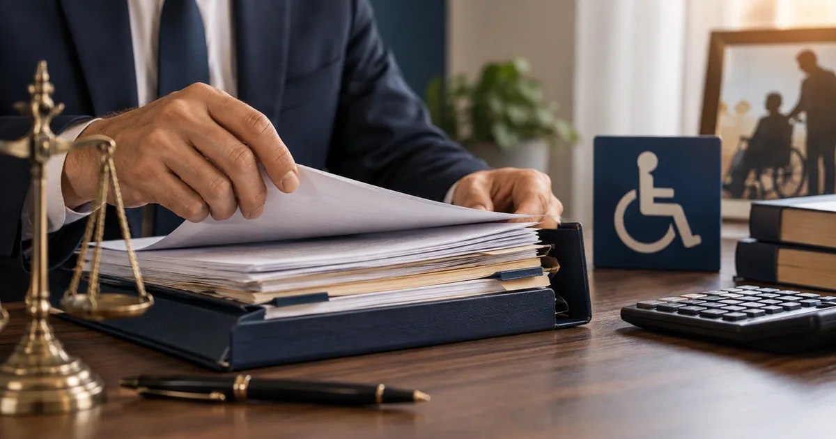 Profissional organiza documentos para análise do BPC