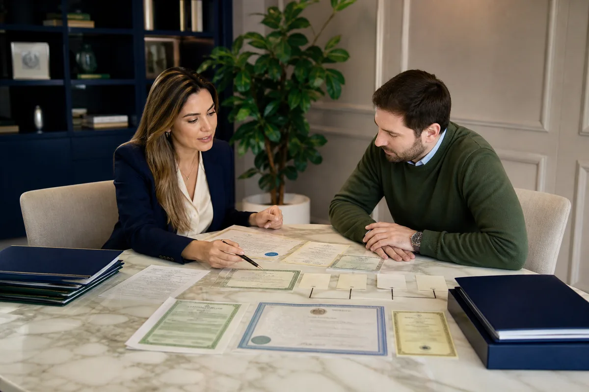 Advogada revisa certidões apostilas traduções e vínculos genealógicos