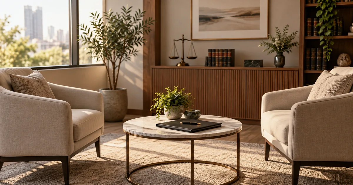 Ambiente reservado para consulta com advogado de divórcio
