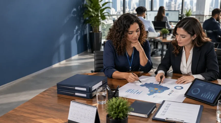 Advogada e gestora de RH revisam mapa de riscos empresariais
