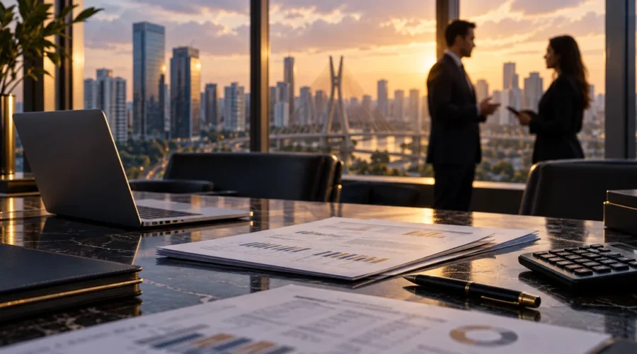 Escritório tributário com vista para São Paulo