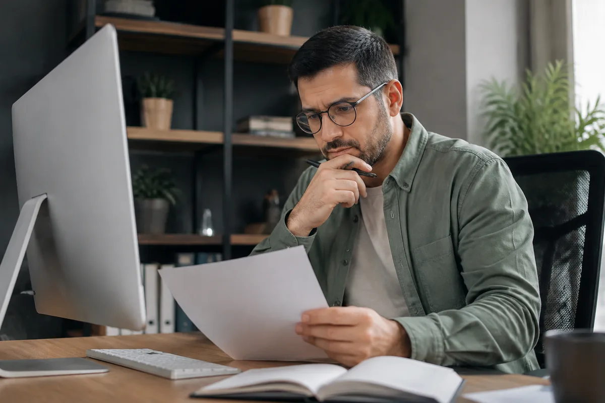 Profissional analisa documentos relacionados à diferença salarial