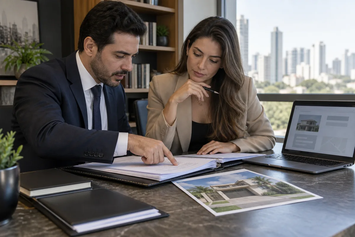 Advogado e investidora analisam edital antes de comprar imóvel em leilão