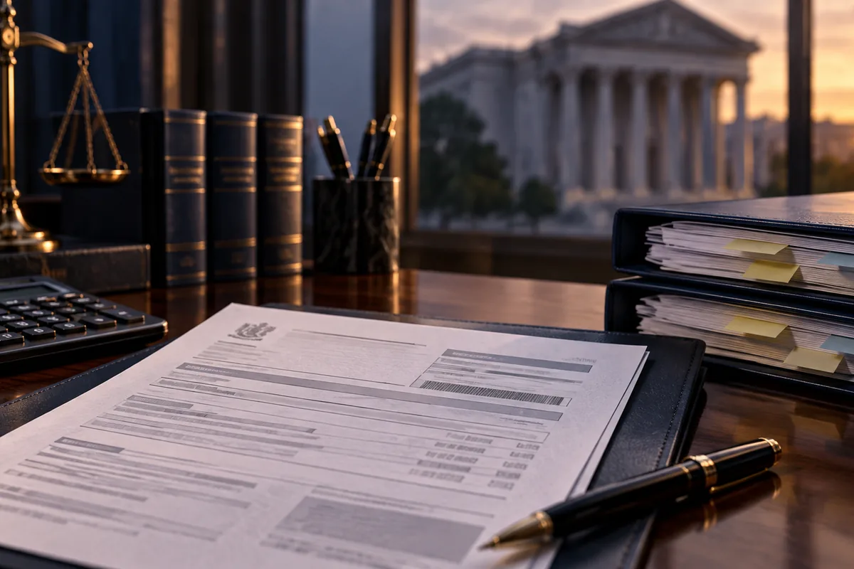 Documentos de autuação fiscal organizados para análise jurídica
