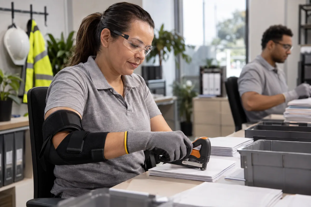 Trabalhadora exerce atividade adaptada após acidente