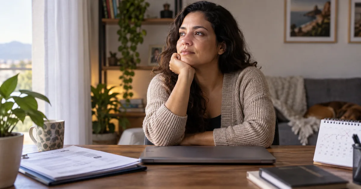 Trabalhadora em afastamento por depressão organiza documentos