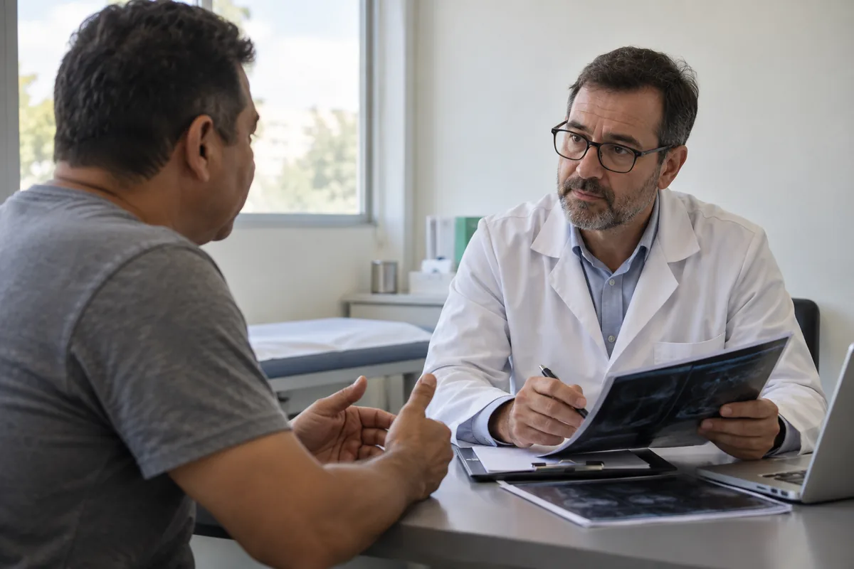 Médico avalia segurado durante perícia de benefício por incapacidade