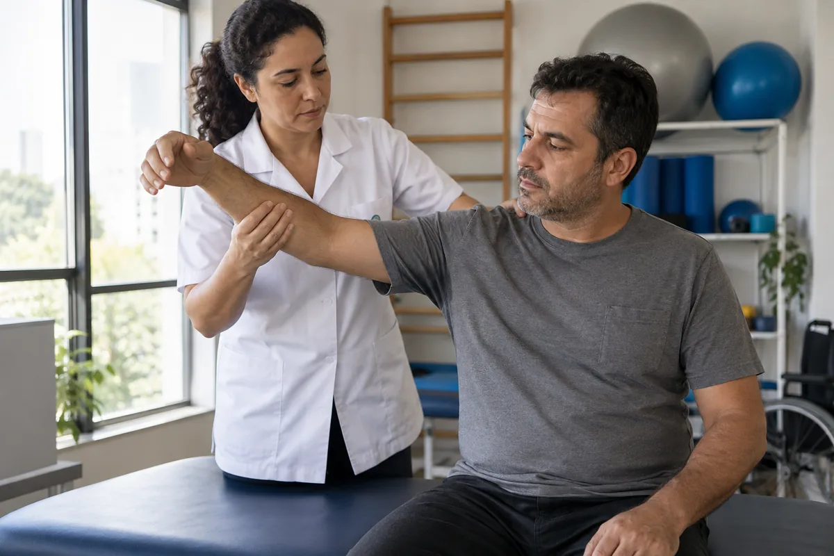 Fisioterapeuta avalia mobilidade reduzida após acidente