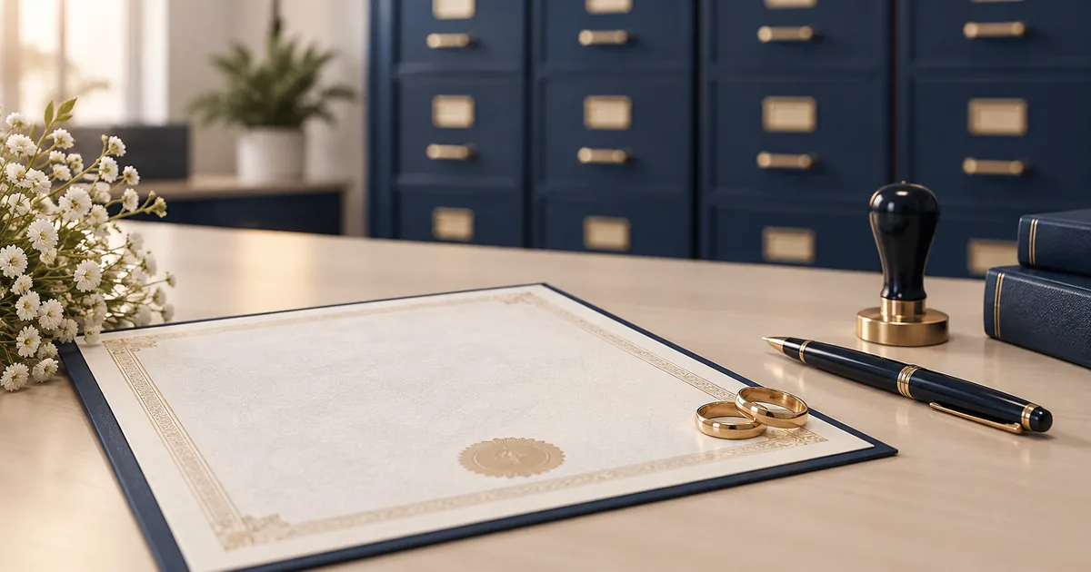 Certidão e alianças para atualização do registro de casamento