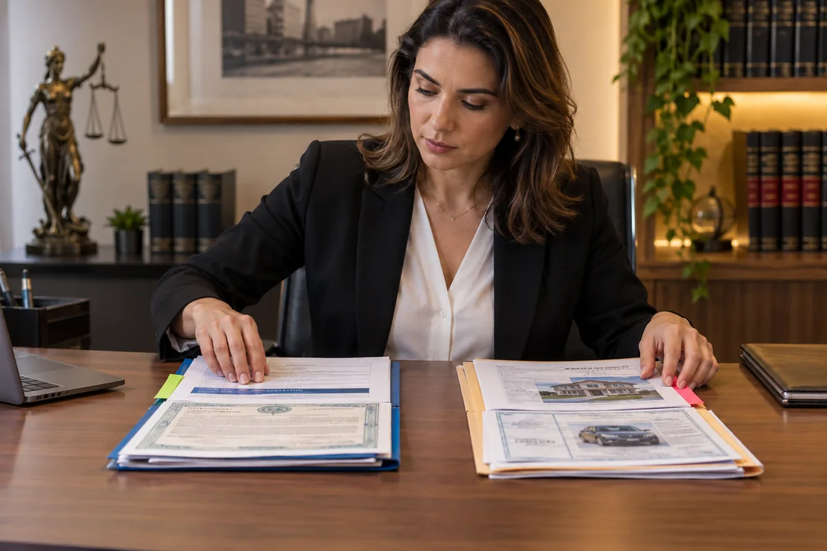 Advogada separa documentos de imóvel e veículo para definir a via sucessória