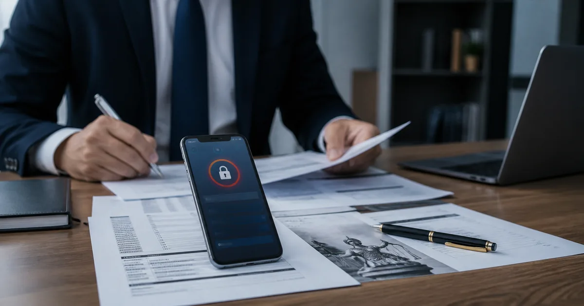 Advogado analisando bloqueio judicial de conta no celular
