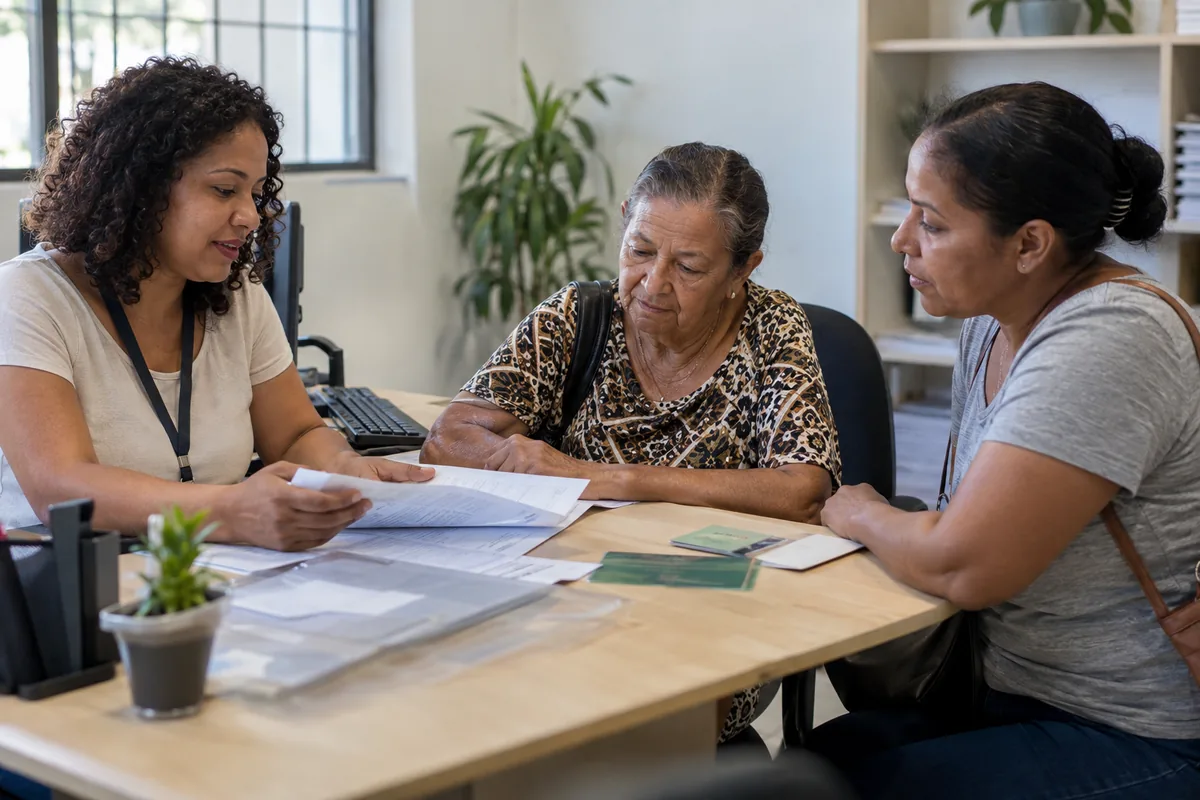 Assistente social orienta idosa e familiar sobre requisitos do BPC