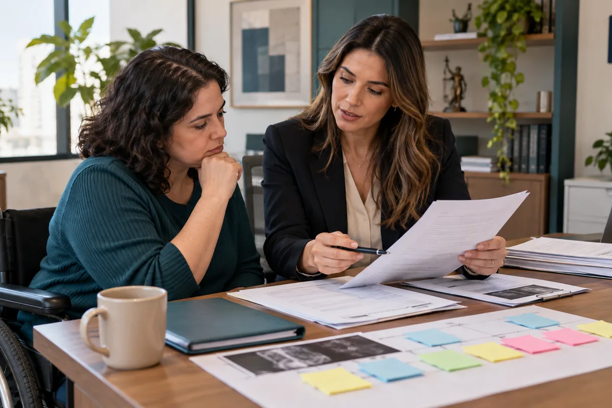 Advogada e cliente organizam provas para recurso do BPC