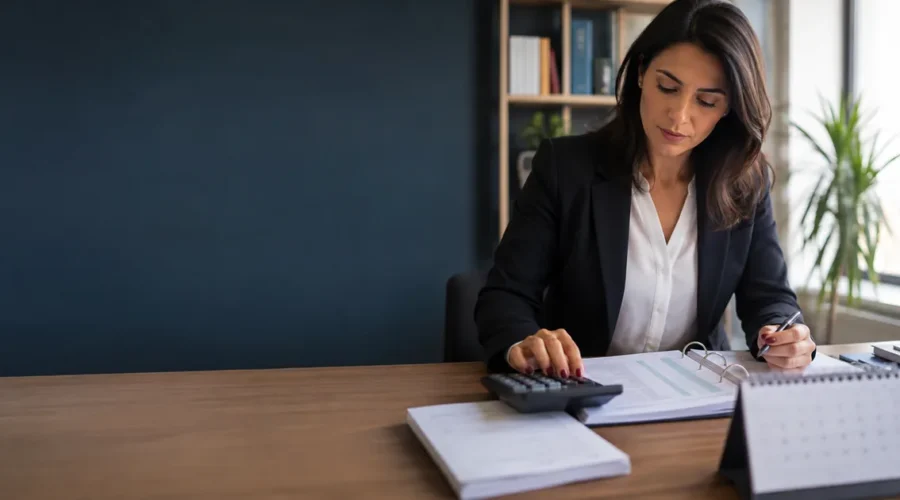 Profissional calcula verbas de uma rescisão contratual