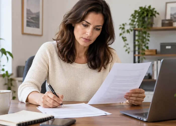 Consumidora revisa contrato e prepara pedido formal de cancelamento