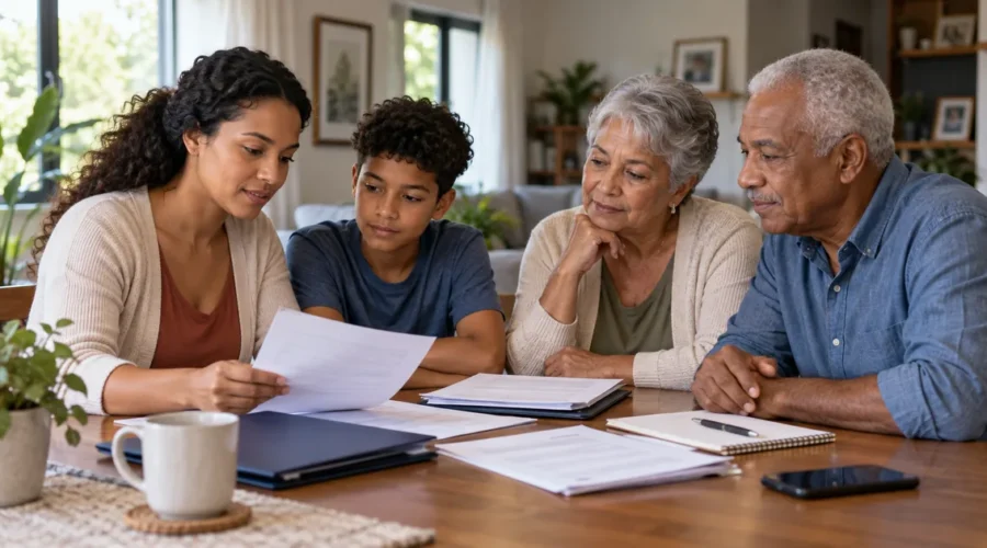 Família reúne documentos para identificar classe de dependente