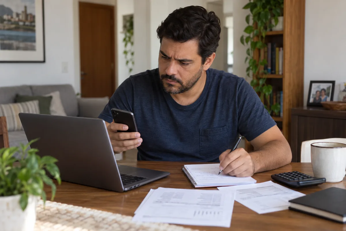 Cliente confere no celular uma cobrança bancária registrada no extrato