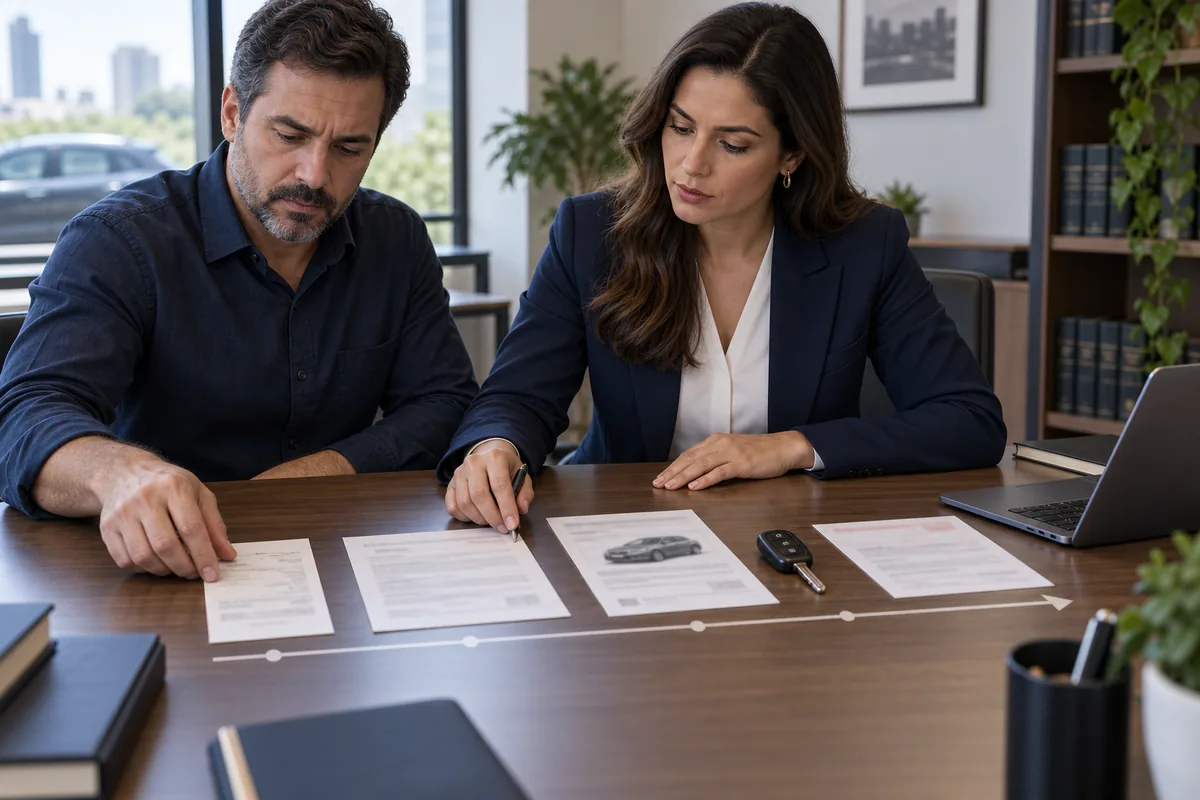 Comprador e advogada organizam provas de aquisição de veículo antes do bloqueio