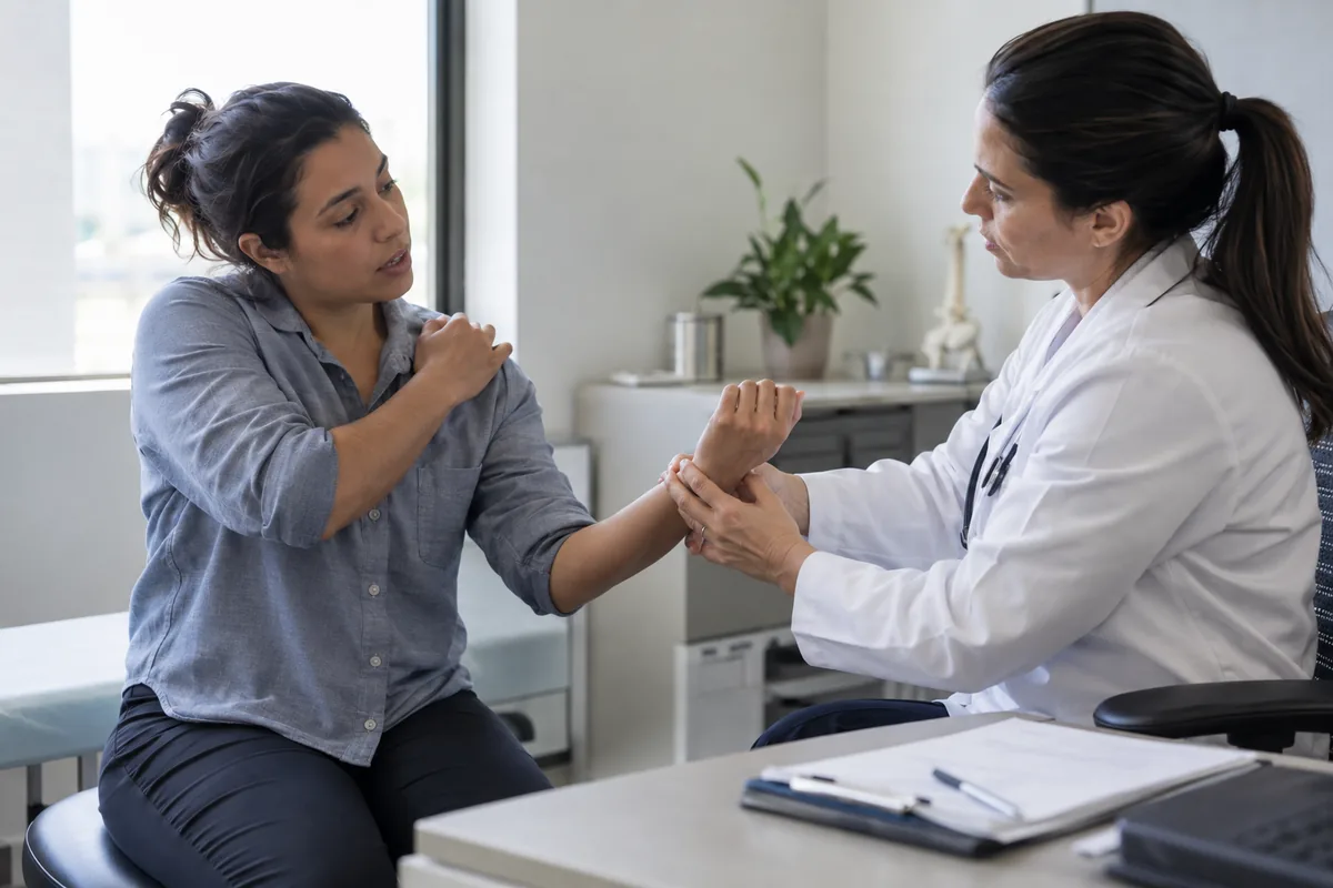 Trabalhadora relata sintomas em consulta de saúde ocupacional