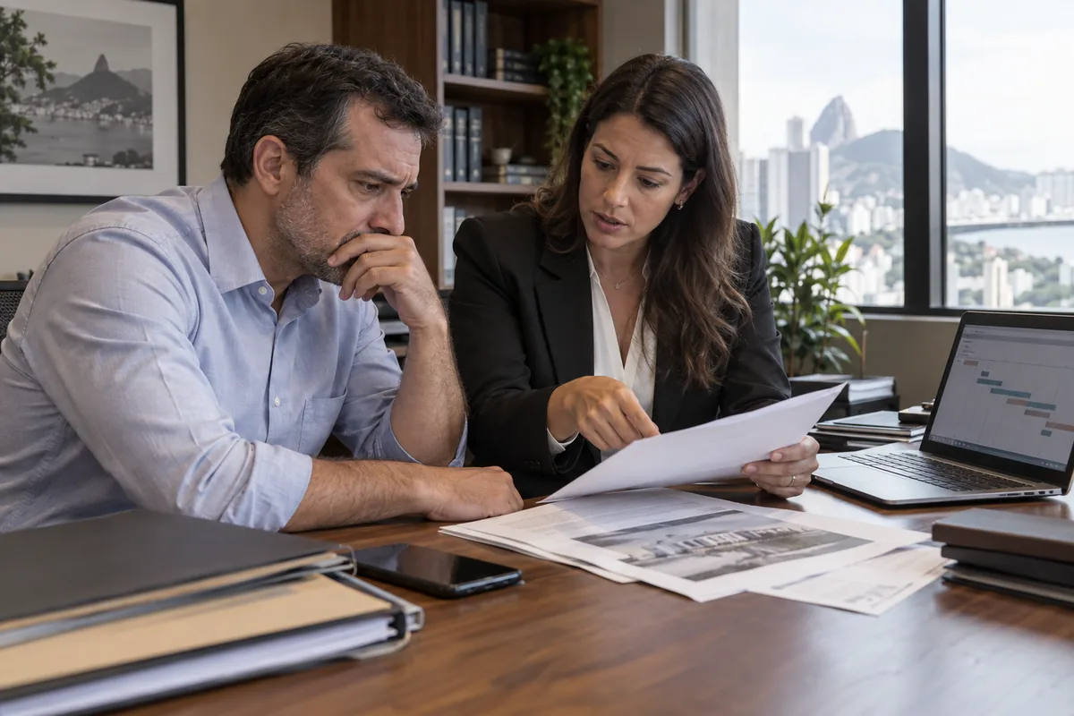 Cliente e advogada analisam decisão de penhora