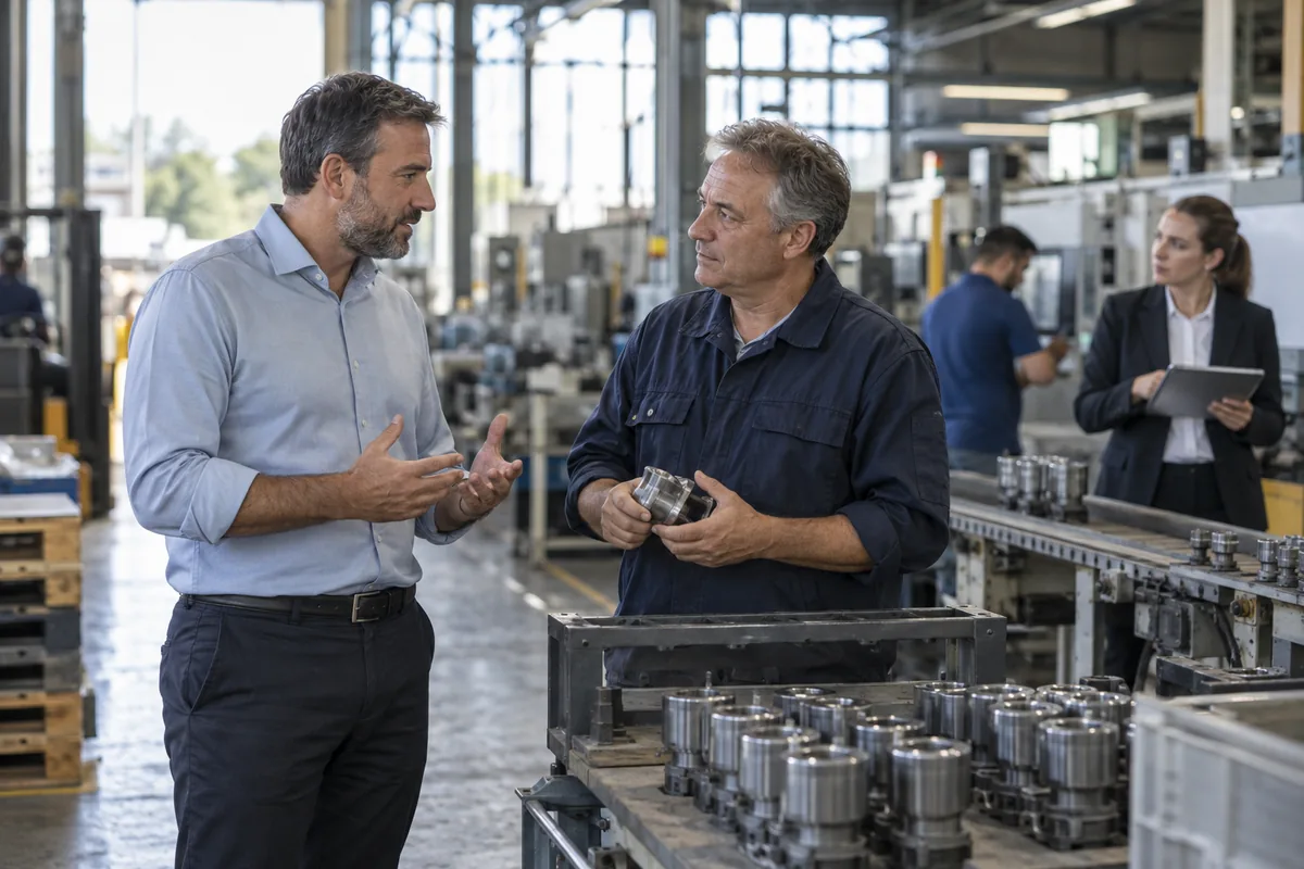 Empresário conversa com fornecedor durante reestruturação