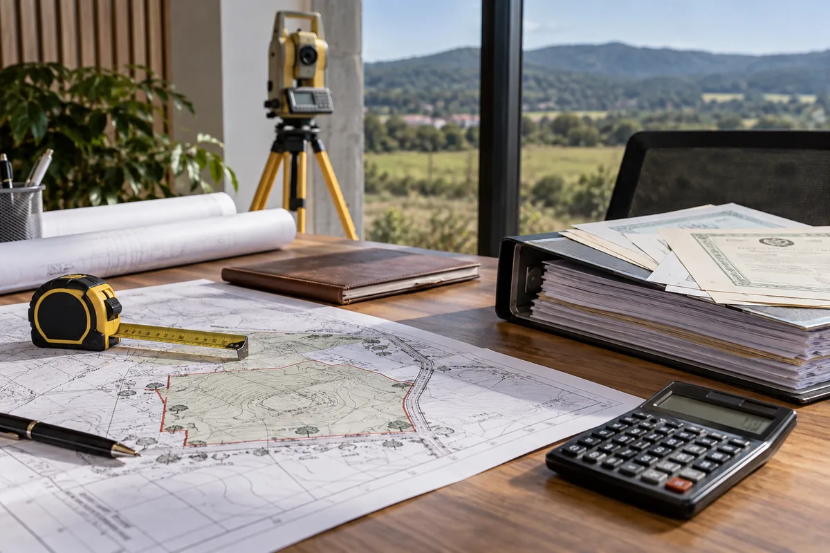 Planta topográfica, equipamento e documentos dos custos técnicos da usucapião