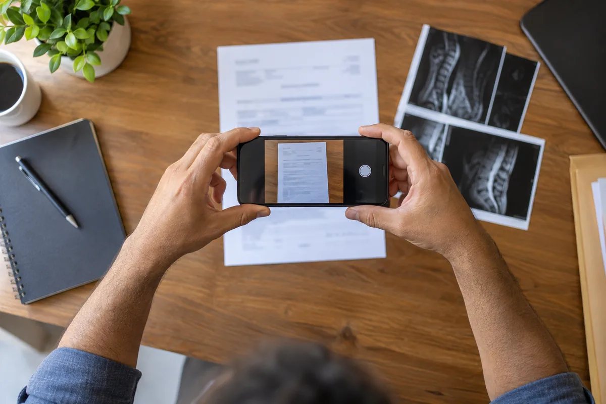 Trabalhador fotografa atestado e exames para enviar ao INSS