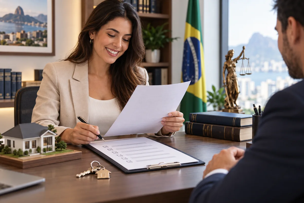 Compradora analisa documentos e direitos na aquisição de imóvel