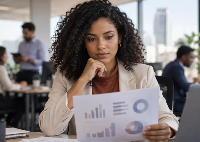Trabalhadora avalia dados sobre discriminação salarial