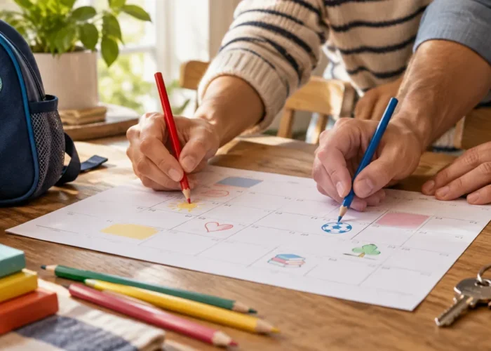 Pais organizam juntos o calendário familiar dos filhos