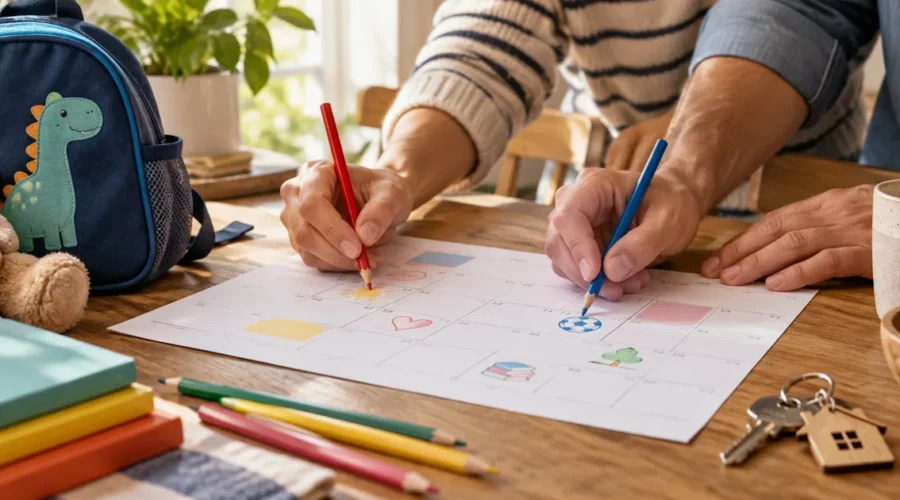 Pais organizam juntos o calendário familiar dos filhos