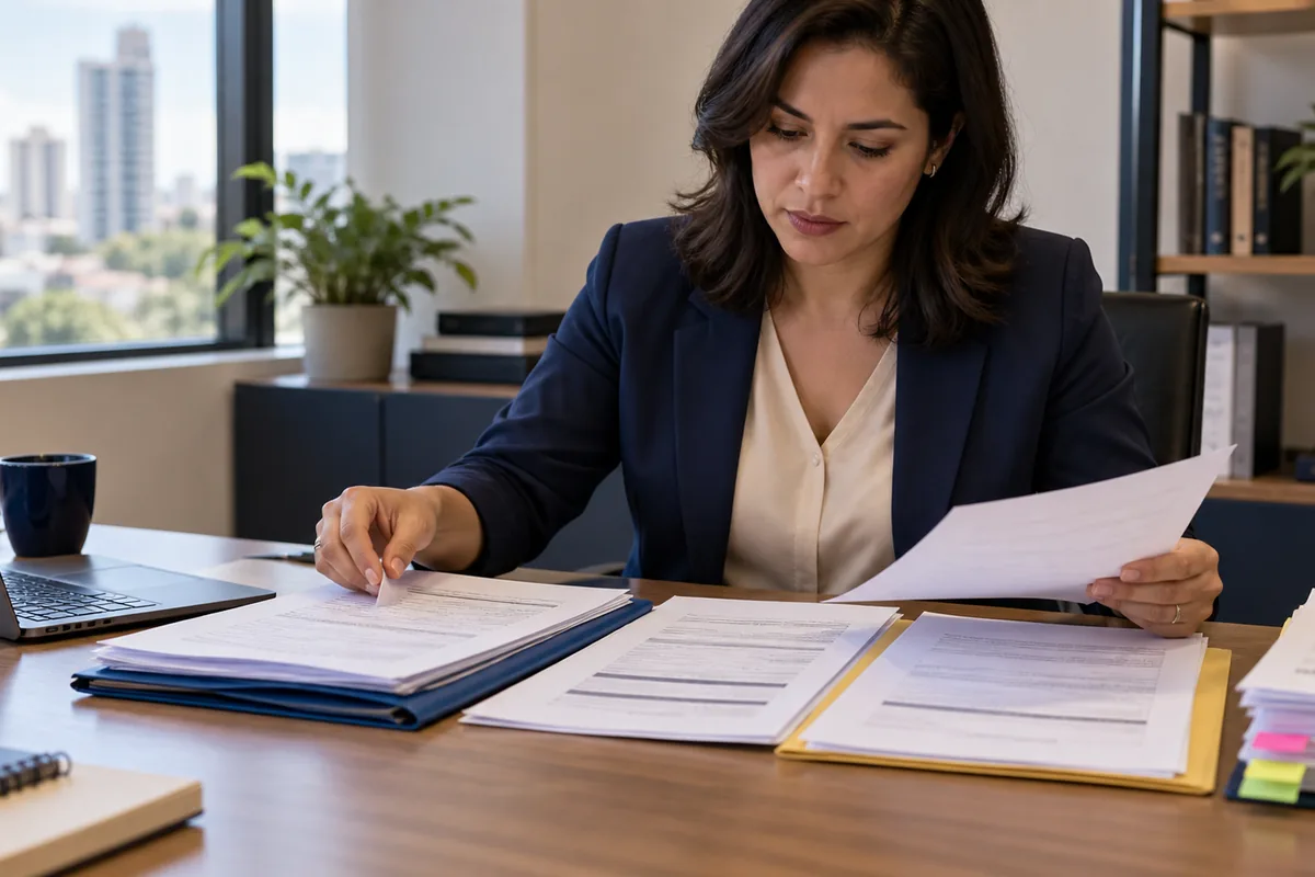 Profissional organiza documentos para equiparação salarial