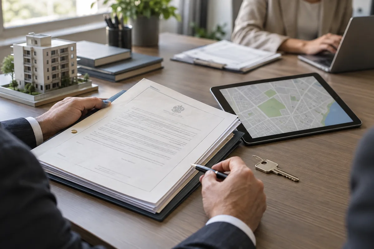 Documentos imobiliários, chave e mapa conferidos antes da escritura