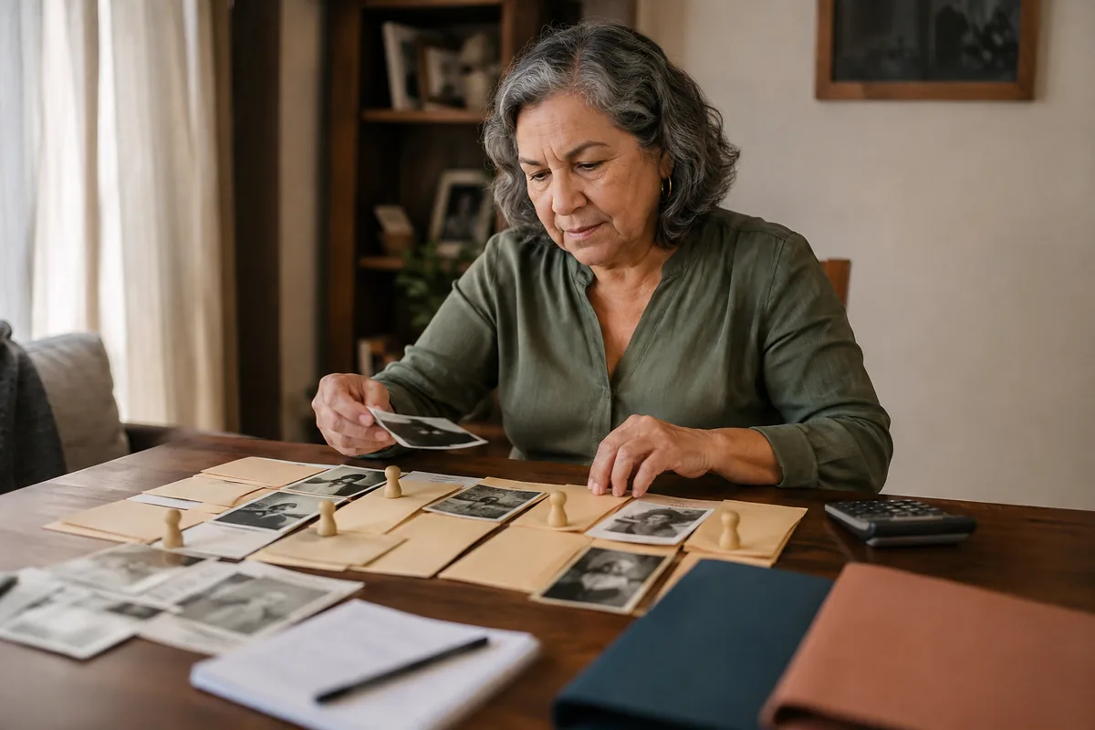 Aposentada organiza documentos e períodos para revisar o benefício