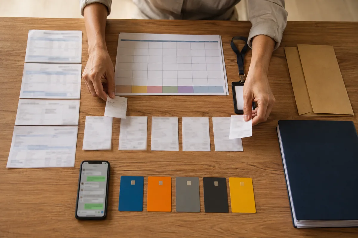 Documentos de trabalho separados em categorias e datas