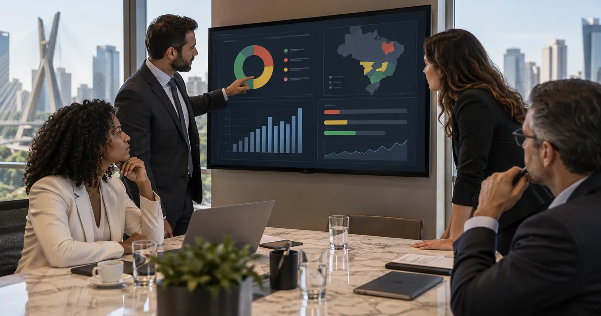 Equipe apresenta relatório de due diligence para uma operação de M&A