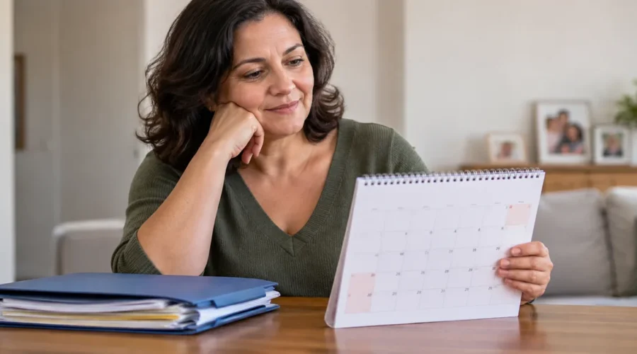 Mulher segura calendário ao analisar a duração da pensão por morte