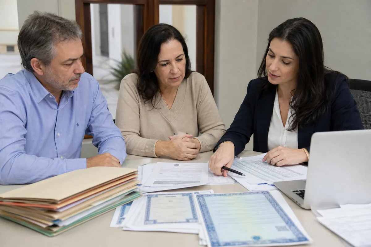 Herdeiros e advogada organizam documentos e custos de inventário