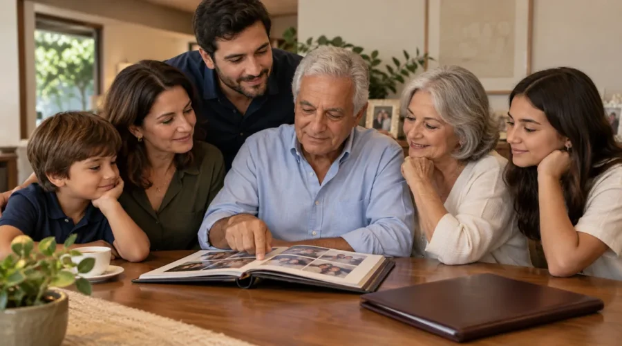 Família reunida para conversar sobre herança e planejamento sucessório