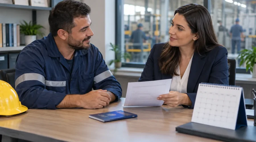 Trabalhador recebe orientação sobre estabilidade após acidente de trabalho