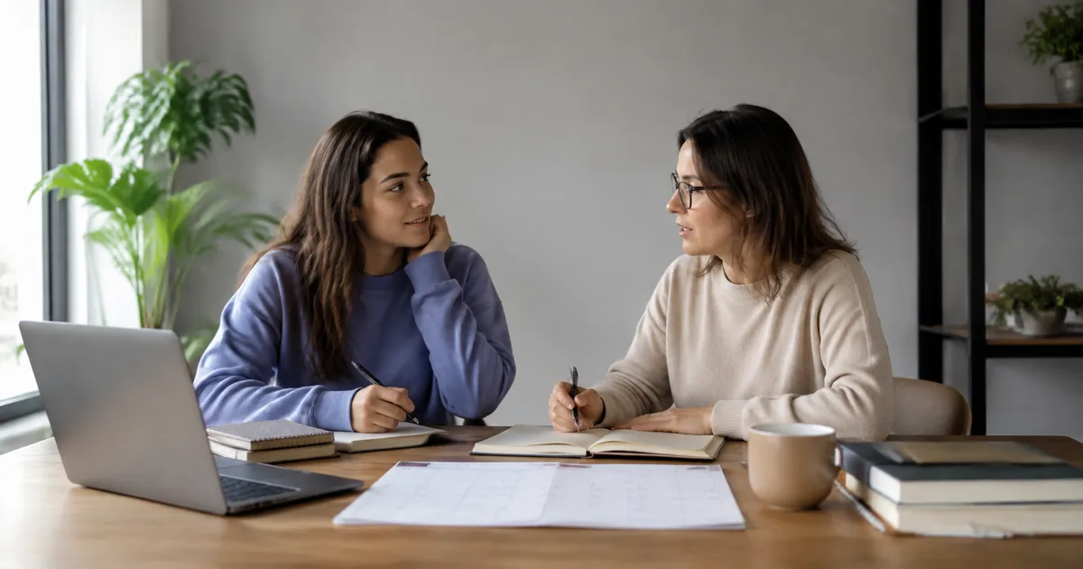 Estagiária e supervisora conversam sobre atividades de aprendizagem