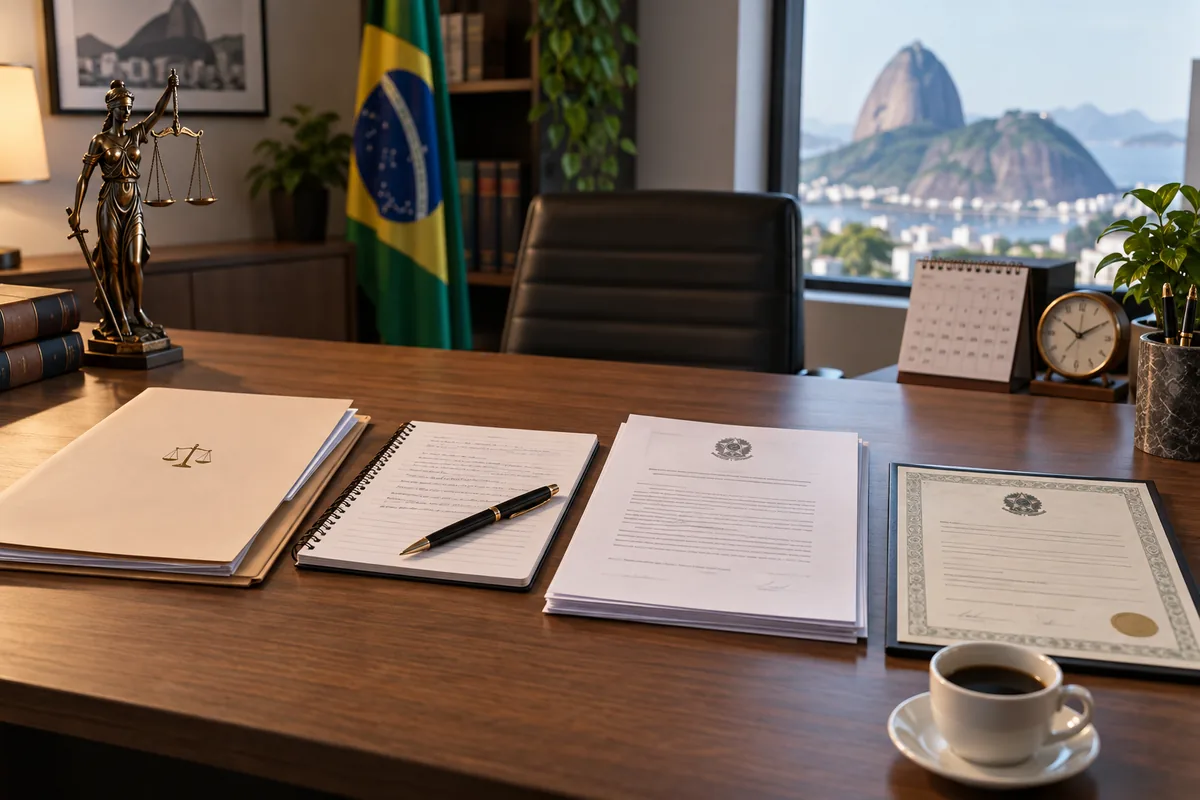 Documentos, calendário e relógio representam as etapas do divórcio