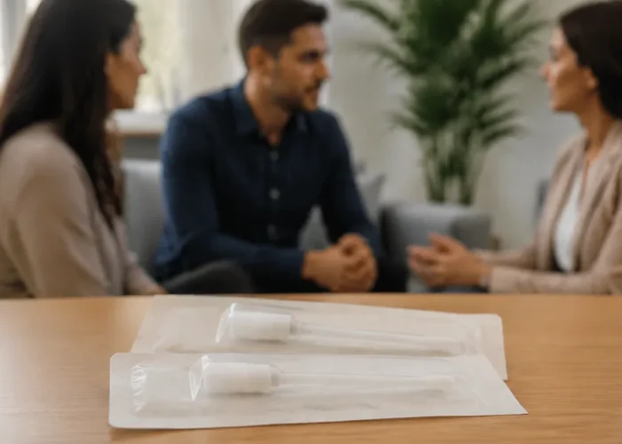 Kit de coleta de DNA em atendimento sobre reconhecimento de paternidade