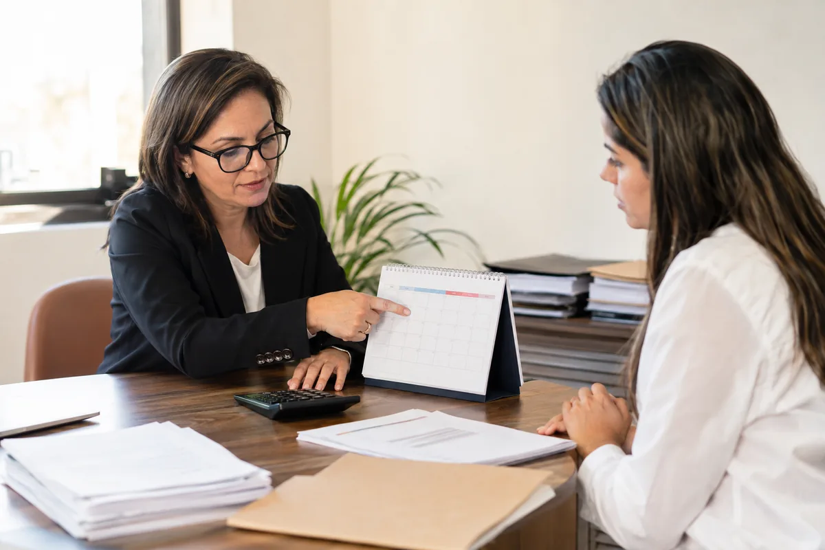 Profissional explica a contagem de meses das férias proporcionais em reunião