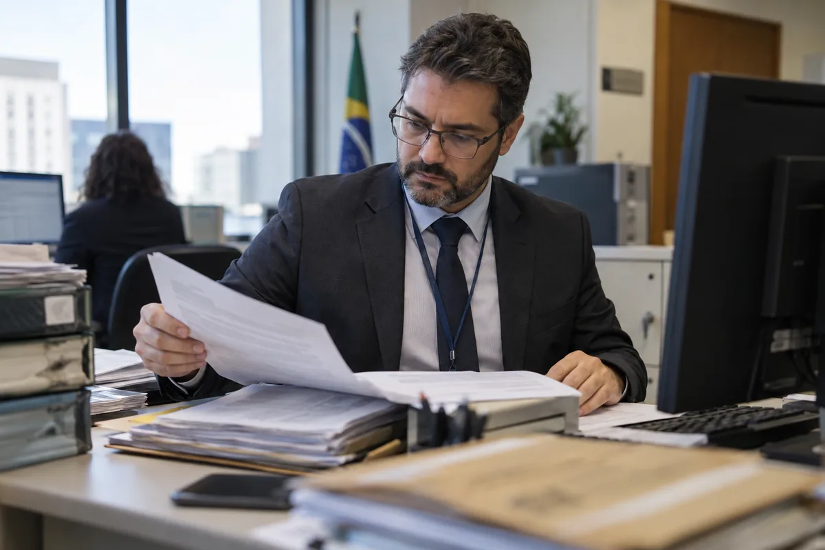 Autoridade fiscal analisa documentos para lançamento de ofício
