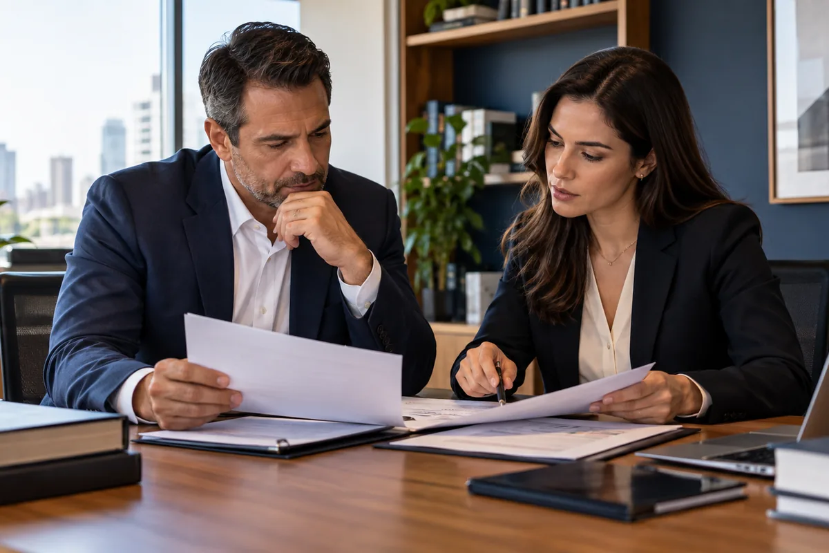 Advogada e cliente analisam garantias para recebimento de título