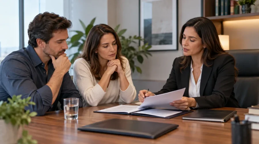 Casal recebe explicação de custos para o divórcio